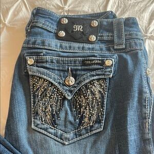 Miss Me Blue Skinny Jeans with Decorative Back